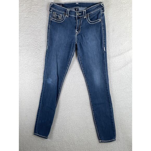 True Religion Jeans Womens 28 Jennie Curvy Low Rise Super Skinny READ/PUCKERING - Picture 1 of 16